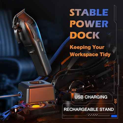 Professional Hair Clippers for Men- High Torque Brushless Motor with Diamond-Like Carbon Coating Ceramic Blade, Mens Cordless Hair Clippers Set for Barbers with Charging Base