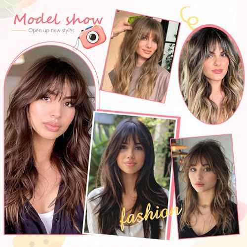 Clip in Bangs 100% Real Human Hair, Wispy Bangs Hair Clip, Fake Bang Fringe with Temples Hairpieces for Women Daily Wear (Natural Black, Wispy Bangs)