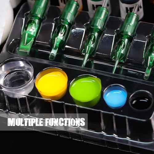 Disposable Tattoo Cartridges Tray 20pcs Plastic Tattoo Tray 5 Cartridge Needles Holders 5 Ink Holders/Cleaning Cups Disposable Tattoo Supplies (Small)