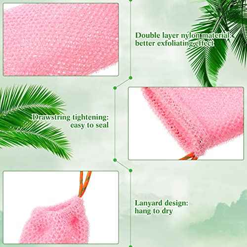 Shappy 8 Pcs Soap Saver Pouch Bar Soap Bags Exfoliating Soap Net Soap Mesh Bags for Shower Soap Holder Bubble Foam Net Soap Pocket for Women Men (Beige, Blue, Purple, Pink)