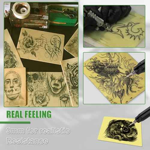 Premium Tattoo Practice Skin (3mm Thick Medical Silicone) - 10PCS Double-Sided Fake Skin Reusable Mat, 7.4"x5.5" Tattoo Skin with Deluxe Gift Box, for Professional Artists