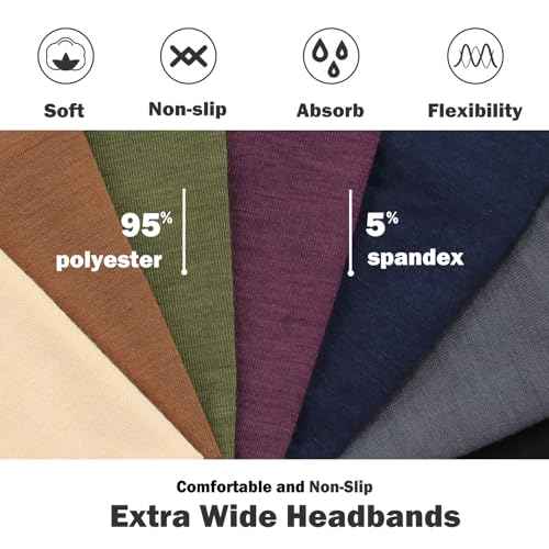 IVARYSS Extra Wide Headbands for Women Non-Slip, 7'' Large Twist Knotted Stretchy Wraps Head Bands Hair Accessories, 4 Pack, Neutral Color