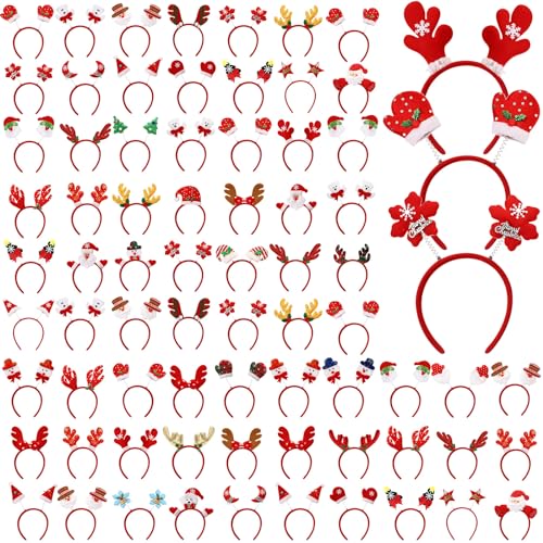 Giegxin 80 Pcs Christmas Headbands Holiday Headbands with Different Designs Christmas Accessories Xmas Head Hat Toppers Santa Reindeer Hair Hoop for Xmas Party Favors Decoration Adult Women