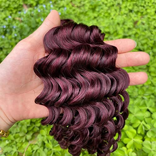 REMY HAIR Brazilian Deep Wave Bundles 100% Human Hair Extensions Red Color 1 Bundle Deep Curly Unprocessed Virgin Human Hair Weave Extensions Dark Burgundy 22 Inch