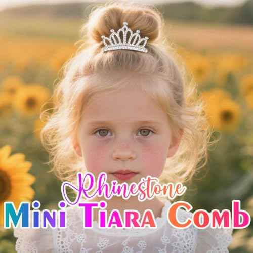 Yean Taira for Little Gilrs Silver Mini Tiara Comb Rhinestone Small Tiaras for Girls