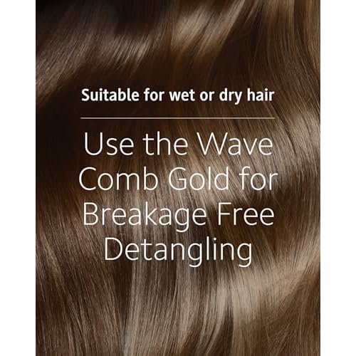 Ibiza Hair Professional Wave Detangling Comb (Gold), Wide Spaced Teeth Preserve Curl & Definition, Pain Free Hair Accessories for Women & Girls, Durable & Heat Resistant for Everyday Use
