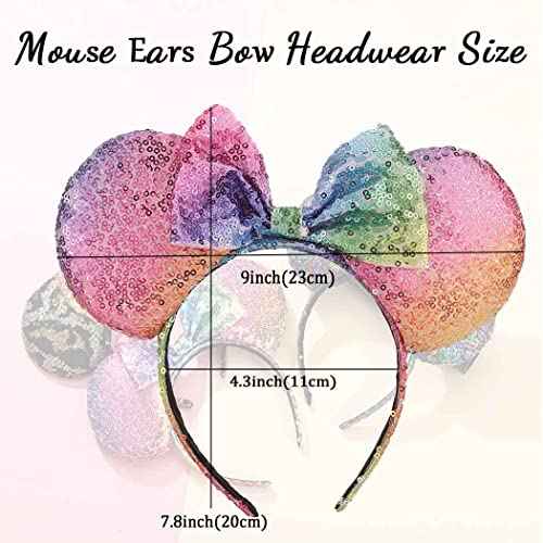 Tgirls Christmas Mouse Ears Headband Shinny Bow Hair Hoop Snowflake Sequins Ear Mouse Headwear Costume Party Hair Accressory