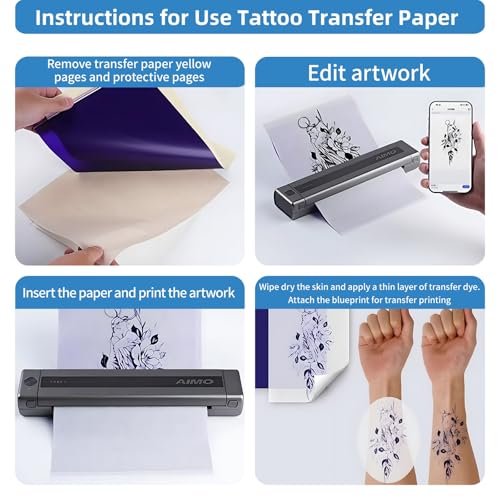 Tattoo Transfer Paper - 50 PCS Tattoo Stencil Paper, 4 Layers 8.3" x 11.7" A4 Size Tattoo Thermal Stencil Paper for Tattoo Transfer Kit Tattoo Supplies