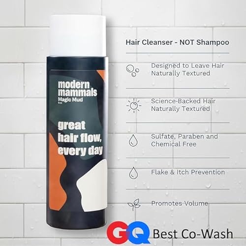 Modern Mammals Men's Shampoo Alternative I Sulfate Free CoWash I Enhances Natural Hair Volume I Lather Free, Cleansing, Hydrating, Replaces Conditioner, 2 in 1, I Barber Recommended I Bar + 8oz Bottle