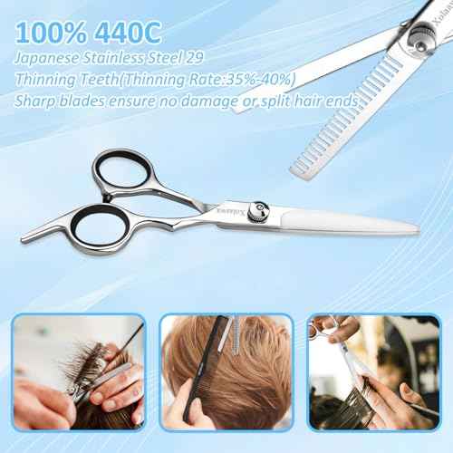 Hair Cutting Scissors, Thinning Shears Kit. Premium Stainless Steel Salon Scissors, Edge Scissor, Razor.for Hairdressing, Salon and Home
