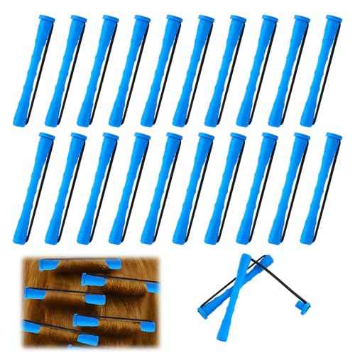 Hair Perm Rods for Short Long Hair - 20 PCS Plastic Cold Wave Rods, Small Perming Irons Hair Curling Rollers Curlers, Professional Hairdressing Styling Supplies (0.35 Inches, Blue)