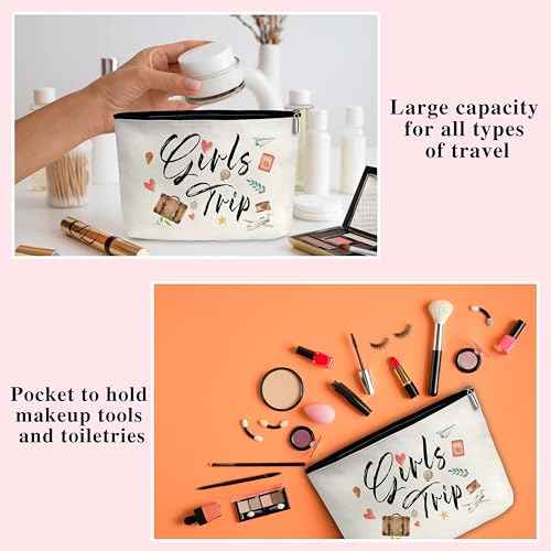 Travel Makeup Bag Gift for Her, Girls Trip Gifts, Cosmetic Bags Pouch Birthday Gift for Best Friend, Waterproof Toiletry Bag with Zipper (A08)