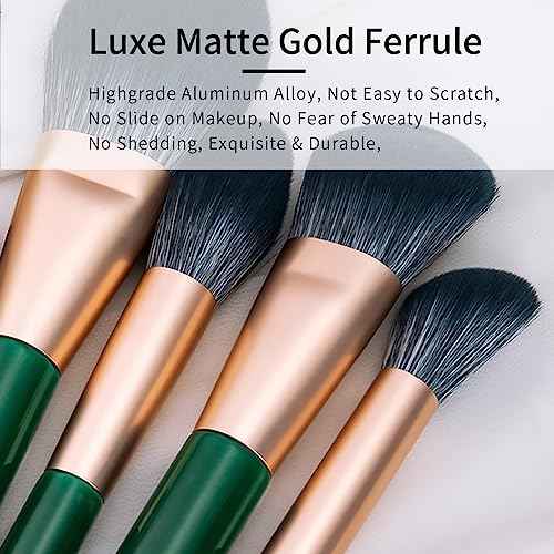 Natural Fiber & Goat Hair Makeup Brush Set Professional, Combined Hair Makeup Brushes Set with Case by Luxury ENZO KEN, Emerald Green Cosmetic Brushes Makeup Set, Natural Bristle Makeup Brushes.