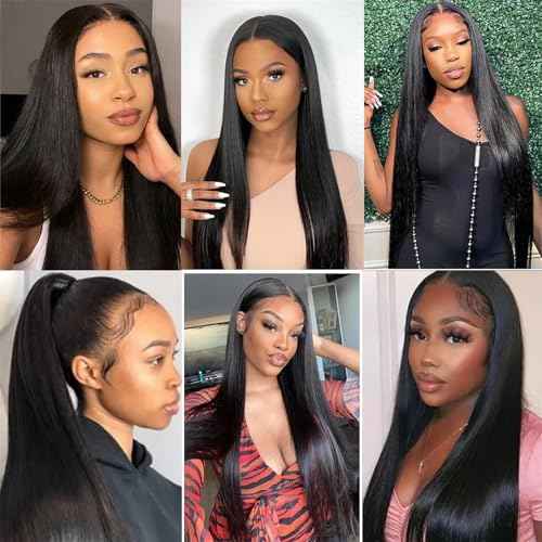 13x4 Lace Frontal Closure Straight Ear to Ear HD Lace Frontal Pre Plucked 20 Inch Brazilian Virgin Human Hair Frontals Free Part 150% Density Hair Extensions Natural Black
