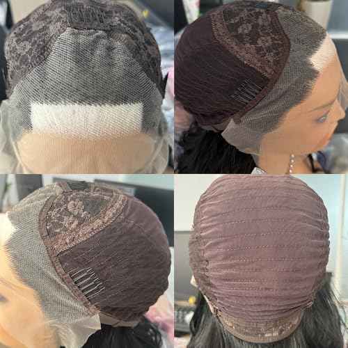 RONGDUOYI RDY Black Mix White Highlight Wig for Women Pure Black with a White Front Streak Lace Front Wigs 26inches Long Body Wave Synthetic Wig with Natural Hairline