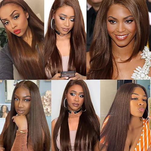 Straight Human Hair Bundles Color #4 Chocolate Brown Unprocessed Native Virgin Raw Trippy Hair Extensions 3 Bundles 22 24 26 Inch Quick Weave Double Weft for Black Woman