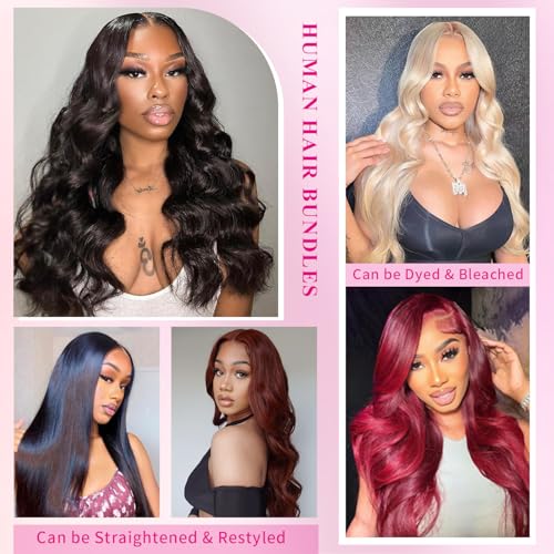 12A Human Hair Bundle 22 22 22 Inch Body Wave Bundles Human Hair 100% Unprocessed Brazilian Virgin Quick Weave 3 Bundles Real Natural Black Wavy Human Hair Extensions