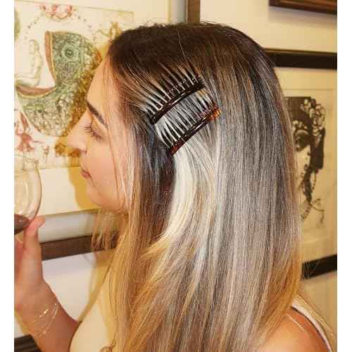 Camila Paris AD825/2 French Hair Side Comb, Small, Curved Tortoise Shell French Twist Hair Combs Decorative, Strong Hold Hair Clips for Women Bun Chignon Up-Do Girls Hair Accessories, Made in France