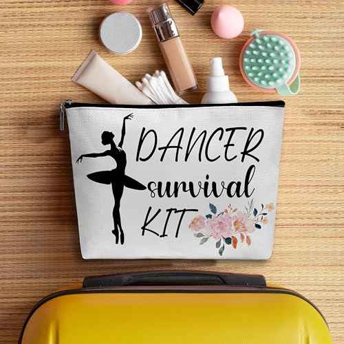 Ballet Dance Makeup Bag, Ballerina Dance Recital Gifts For Girls, Preppy Stuff Travel Cosmetic Bag, Dancer Survival Kit A11