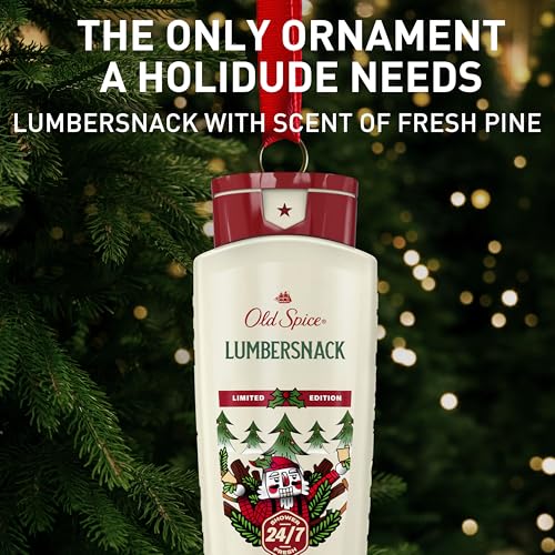 Old Spice Body Wash for Men, Holidudes Holiday Edition, 24/7 Holiday Freshness, Lasting Scent and Rich Lather, Stocking Stuffer, Lumbersnack with Fresh Pine Scent, 16 oz