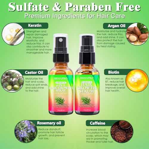 Rosemary Oil, Hair Growth Serum, Heat Protectant Spray, Biotin Argan Oil Products for Thinning Hair & Hair Loss Treatment, Gifts for Women, Men