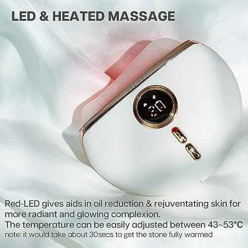 VRAIKO Aurora LED Gua Sha Device, Jade Stone Gua Sha Facial Tool with Heat and Vibration, Face Massager for Anti-Aging Wrinkles Puffiness Skin Rejuvenation and Toning (Aurora)