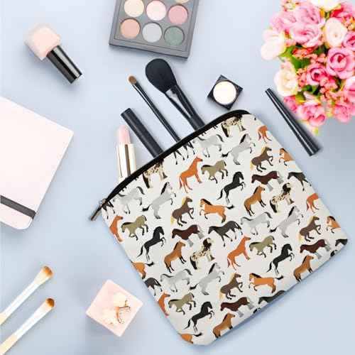 Degpum Horse Makeup Bags for Women,Perfect Cosmetic Bag Just A Girl Who Love Horse For Sisters,Daughters, Friends,Teen Girls & Women. Ideal Gift For Travel, Birthdays, & Christmas,Mothers Day