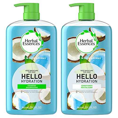 Herbal Essences Moisturizing Shampoo and Conditioner Set, Paraben Free, Hello Hydration, Safe for Color-Treated Hair, Coconut, Blue, 29.2 fl oz