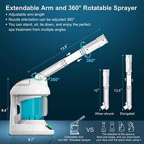 DENFANY Hair Steamer, 2 in 1 Hair and Face Steamer for Natural Hair with UV Ozone, Face Steamer Hair Humidifier Moisturising Hydration System Sprayer for Personal Care Use at Home and Salon