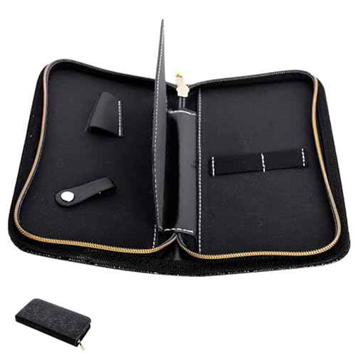 Leather Hairdresser Scissor Case - Grey Hair Stylist Shear Holder with Zipper Closure, Hair Tool Organizer for Salon and Travel