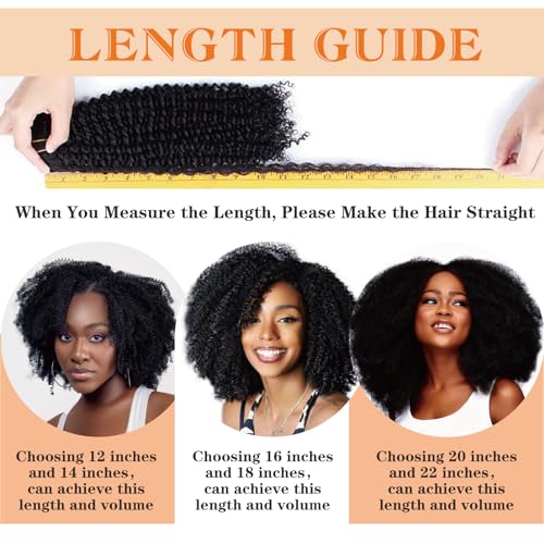 Afro Kinky Curly Clip in Hair Extensions Human Hair 4C Hair Clip in Extensions 8pcs 240g/set 10A Brazilian Virgin Natural Hair Clip Ins for Black Women Natural Black Color 16 Inch