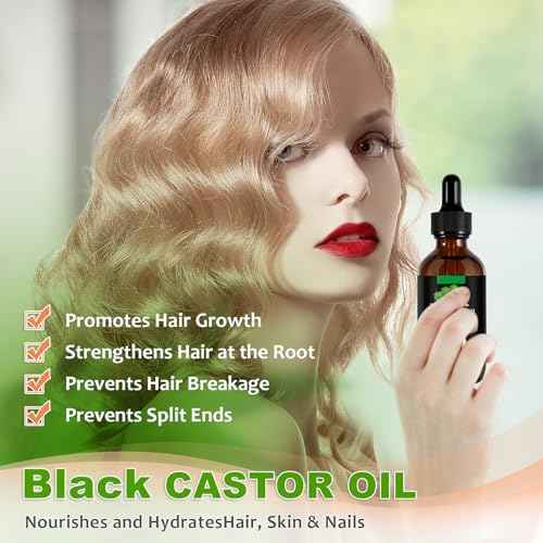 Jamaican Black Castor Oil Cold Pressed,Castor Oil in A Glass Bottle with Glass Dropper, Eyelash&Eyebrow Brushes,Hexane Free for Fuller Thicker Hair, Eyelashes,Moisturizes Skin