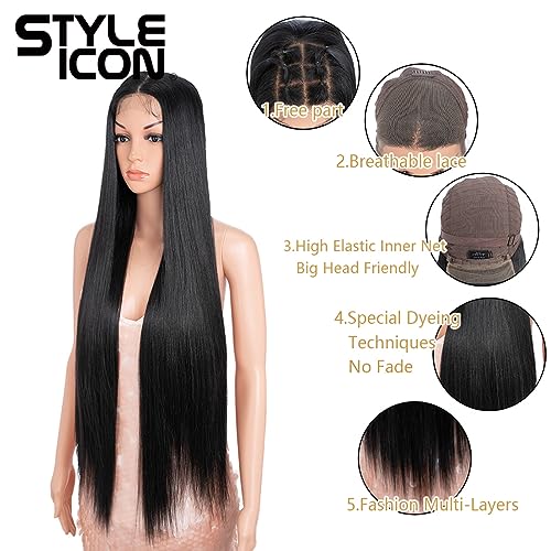 Style Icon 36¡± Super Long 13x4 Lace Wig Easy-360 Lace Frontal Wigs Free Part Lace Front Wigs with Baby Hair (36¡°, 1B)