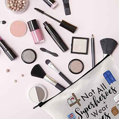 TSOTMO Mail Lady Gift Not All Superheroes Wear Capes Mailman Mail Carrier Appreciation Gift Makeup Bag (Wear capes mail lady)