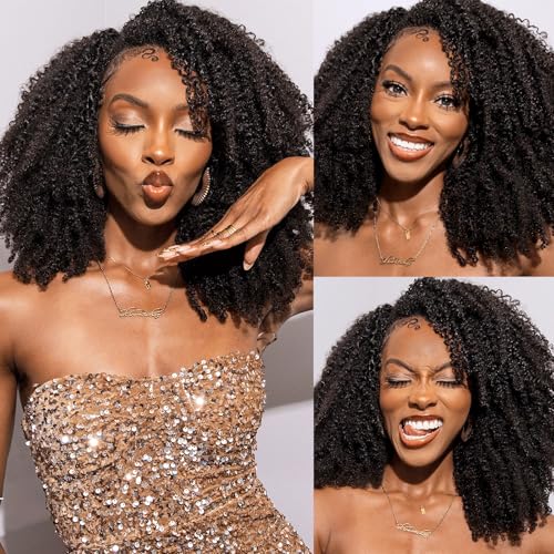 Half Wig Human Hair Jerry Curly Half Wig 200% Density Wear And Go Glueless Wigs Human Hair 3 In 1 Half Wigs With Drawstring Seamless Flip Headband Wig For Women 18Inch