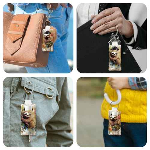 OLYCRAFT 2pcs Lipstick Holder Keychain Sloth Pattern Lip Balm Holders Elastic Diving Fabric Lipstick Keychains Portable Lipsticks Holder Bags Chapstick Sleeve Key Ring Holder for Lipsticks Chapstick