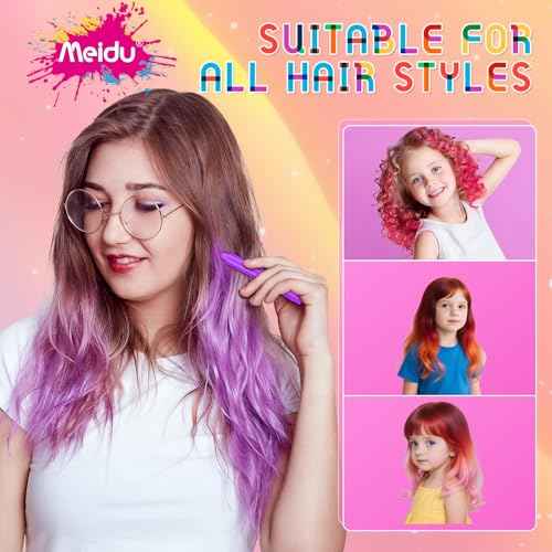 Washable Hair Chalk for Girls,12 Pcs Chalk Pens,Temporary Hair Color Dye, Kids Make Up Sets for Girls Kids Age 5 6 7 8 9 10 11 12 13 Years Old,Halloween Birthday Christmas Cosplay Hair DIY Party