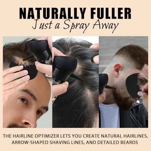 Hair Thickening Fibers & Pump Applicator Set Professional 3-in-1 Hair & Beard Styling Set - Hair Fibers Barber Enhancement Spray for Mens Hair or Beard - Hairline Enhancer & Volumizing Spray (Black)
