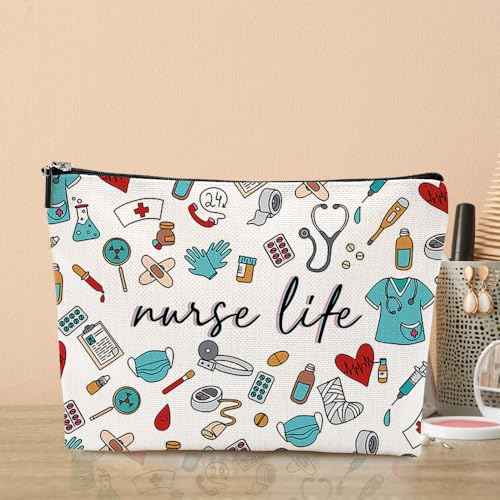 Inspirational Nurse Gifts, Makeup Bag Nurse Accessories for Work Nursing Practitioner Gift for Women Cosmetic Bag Rn Gifts for Nurses Graduation Nurse's Week Appreciation Christmas Birthday Gift