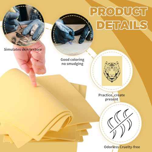 Tattoo Practice Skin 10pcs Kit 3mm Thick Fake Skin Double Sides Blank Silicone Practice Skin Tattooing 11.7 * 7.8 Inch Soft for Beginners Artists