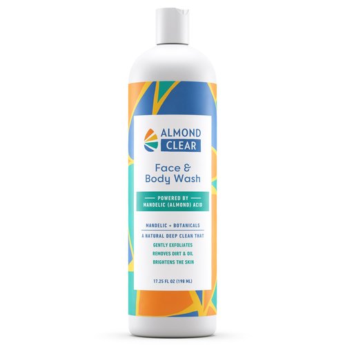 Almond Clear Face & Body Wash | Skin Care for Acne and Folliculitis-Prone Skin - Gentle Acne Face & Body Wash, Exfoliating Cleanser with Mandelic Acid | 17.25 oz