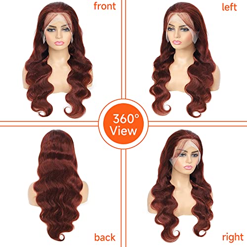 Avolo Reddish Brown Lace Front Wigs Human Hair Pre Plucked 13x4 Auburn Colored Human Hair Lace Front Wigs Body Wave Glueless Wigs Human Hair HD Lace Frontal Human Hair Wig 22 Inch