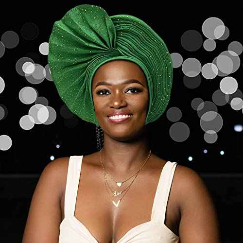 Nigerian Beads&Stones Women Turban Head Wrap African Gele Headties Femme Headgear Sewing Fashion Head Tie for Party