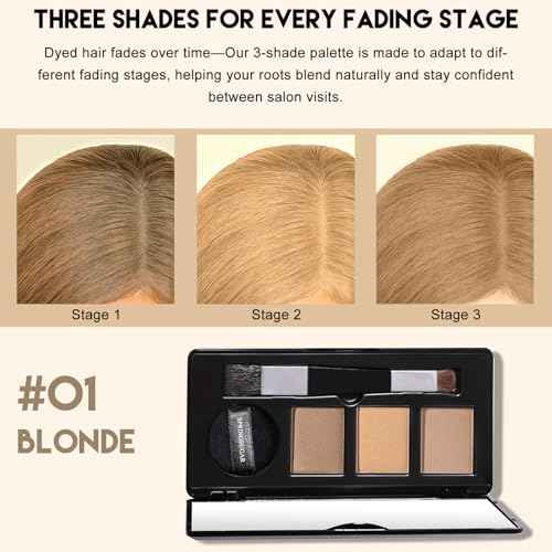 Root Touch Up Hair Color ? 3 Color Blendable Hairline Powder for Gray Coverage, Root Cover Up & Thinning Edges ? 48H Sweat Resistant, Natural Finish for Women & Men ? Blonde