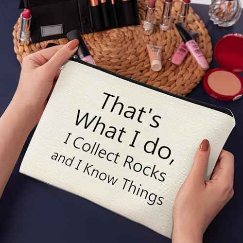 Geology Makeup Bag Rock Collecting Bag for Women Zipper Pouch Rock Lover Gifts for Geologist & Geology Teacher Rock Collectors Bag