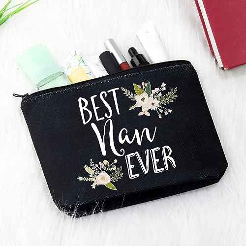 Nan Gift for Grandma Makeup Bag Mother's Day Gifts Grandmother Birthday Gifts Best Nan Ever Cosmetic Bag Travel bag (Best Nan Ever Black)