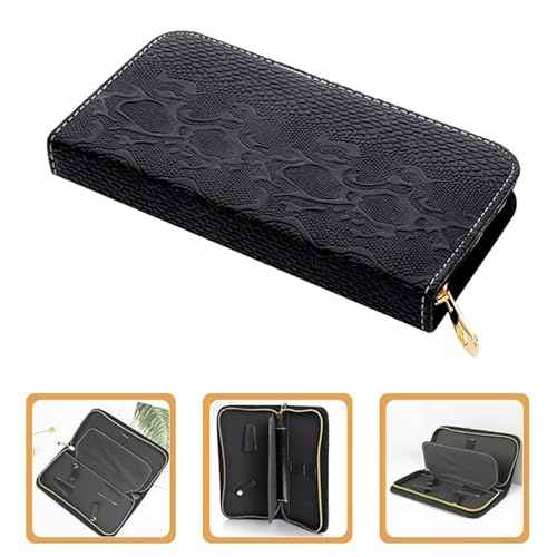 Leather Hairdresser Scissor Case - Grey Hair Stylist Shear Holder with Zipper Closure, Hair Tool Organizer for Salon and Travel