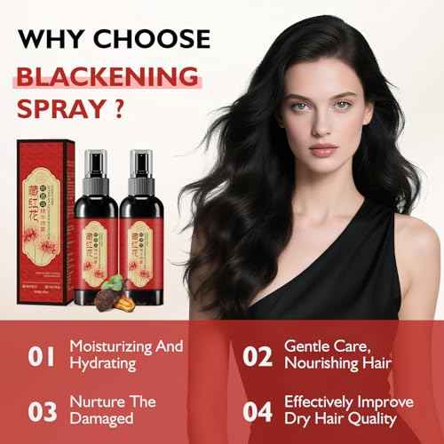 Saffron Hairs Blackening Spray, Herbal Black Hair Spray, Japanese saffron Essence Hair Spray, Smooth Out Frizz, Leaving Hairss Shiny and Shiny (3pcs)