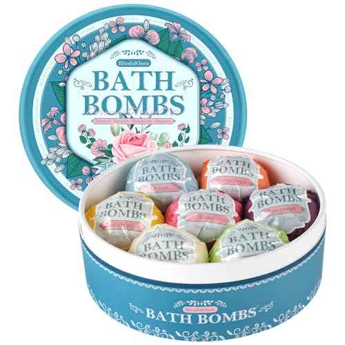 Bath Bombs Set, 7 Packs Bubble Fizzies Relaxation with Shea Butter, Dry Skin Moisturize, Birthday, Idea for Women, Wife, Girlfriend