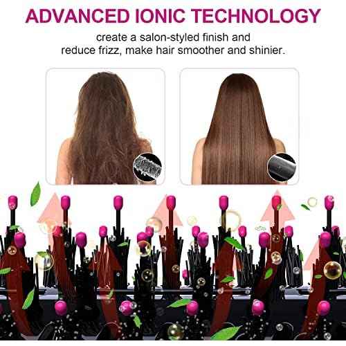 Hair Dryer Brush, 4 in 1 One Step Hair Dryer and Styler Volumizer, Professional Hot Air Brush with Negative Ion Anti-frizz Blowout for Drying, Straightening, Salon, Black Pink